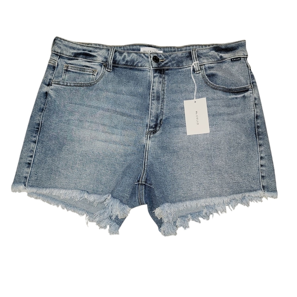 Ms. Cello Blue Jean Denim Shorts With Frayed Hem NWT!